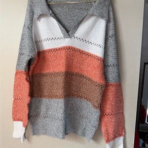 SHEIN Multicolor V-Neck Sweater